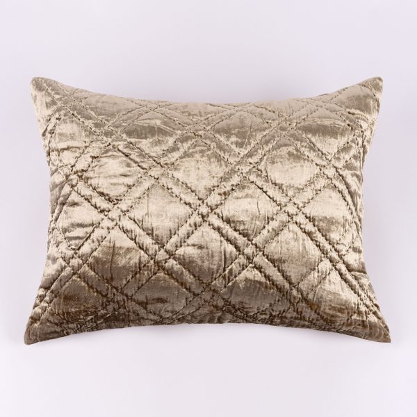 Amity Home Lowe Sham in Almond - Crushed Velvet Diamond Quilt