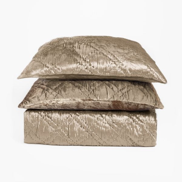 Amity Home Lowe Quilt in Almond - Diamond Quilted Velvet