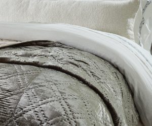 Amity home lowe  andrea collection in sage velvet   diamond quilted