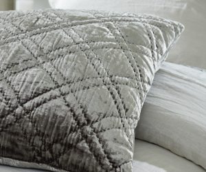 Amity home lowe  andrea collection in silver grey   diamond quilted velvet