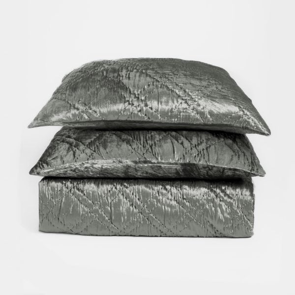 Amity Home Lowe Quilt in Eucalyptus - Crushed Velvet Quilted Texture