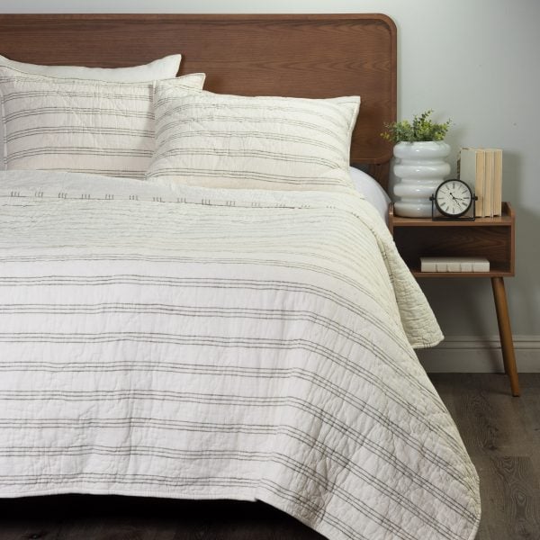 Amity Home Hammond Quilt in Laurel - Striped Quilted Texture