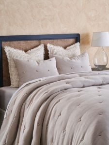 Amity home zuri tufted comforter in linen beige   textured tufting