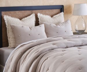 Amity home zuri tufted comforter in linen beige   textured tufting
