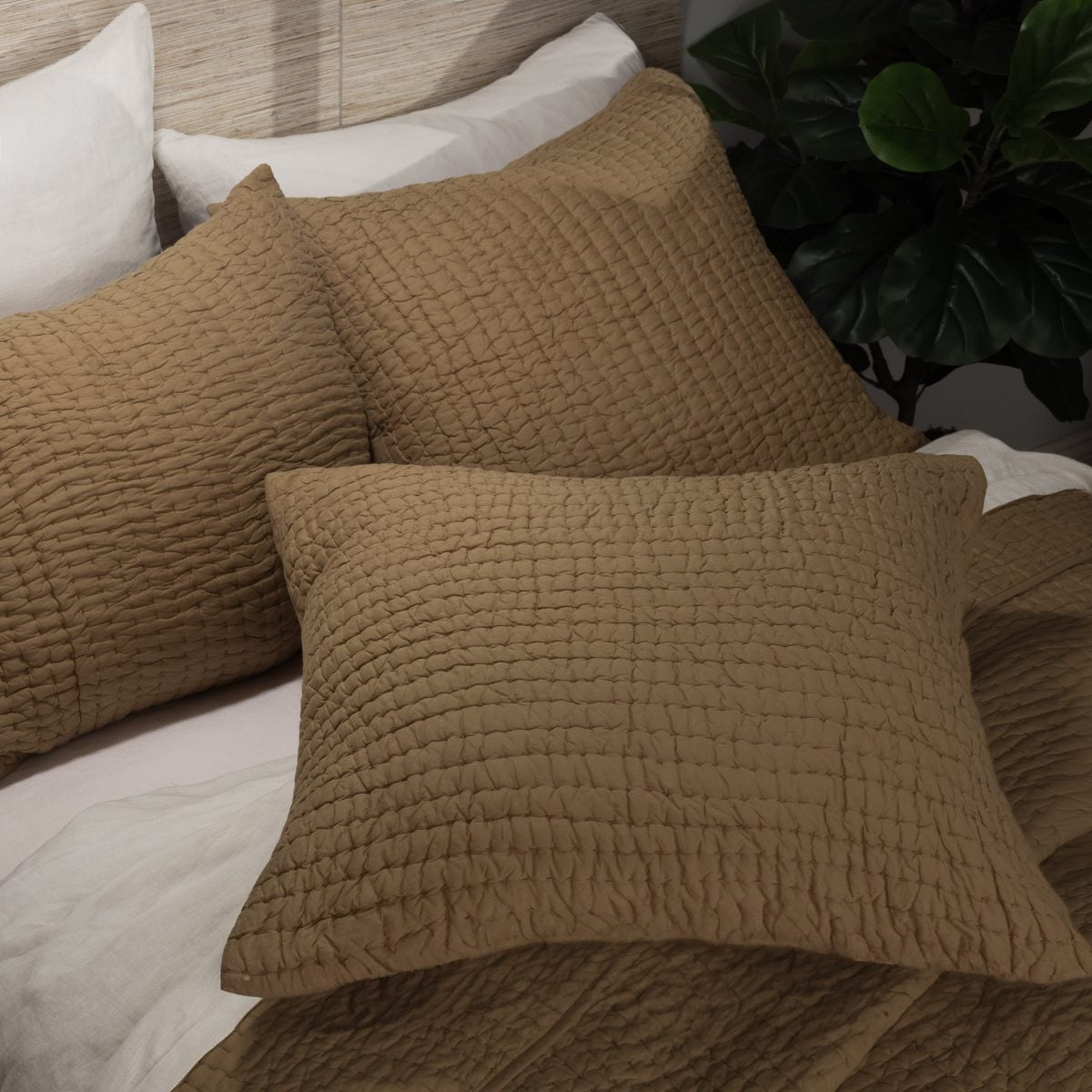 Amity home maegan quilt in camel   crinkled texture