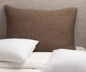 Amity home maegan sham in tobacco dutch euro   crinkled quilt texture