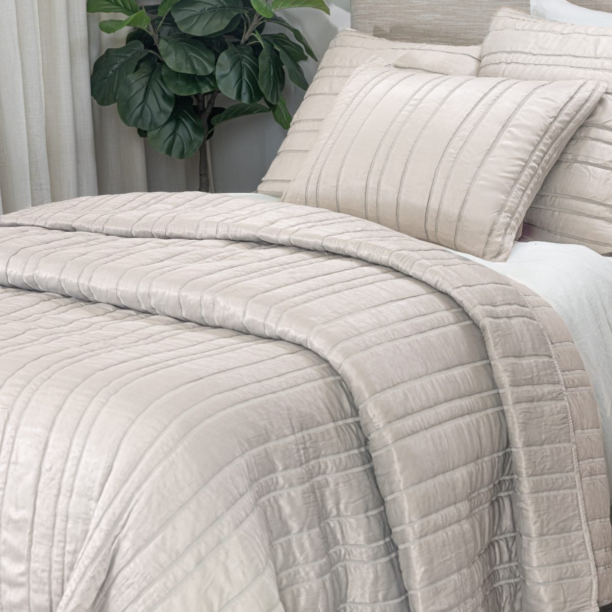 Amity home emery quilt in opal   horizontal pintuck texture