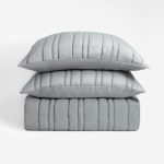 Amity home emery quilt in stone   vertical channel stitching