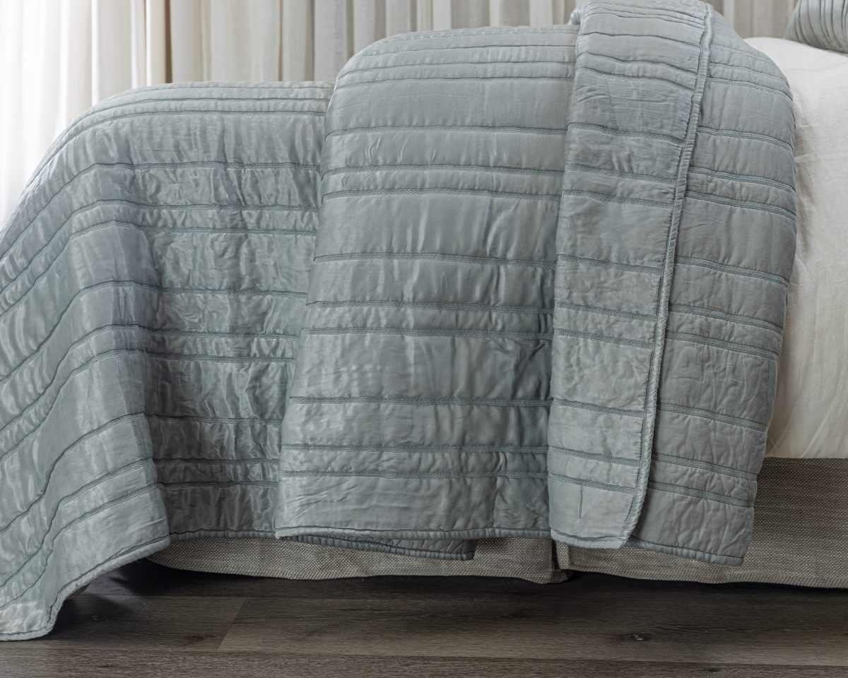 Amity home emery quilt in stone   horizontal channel stitching