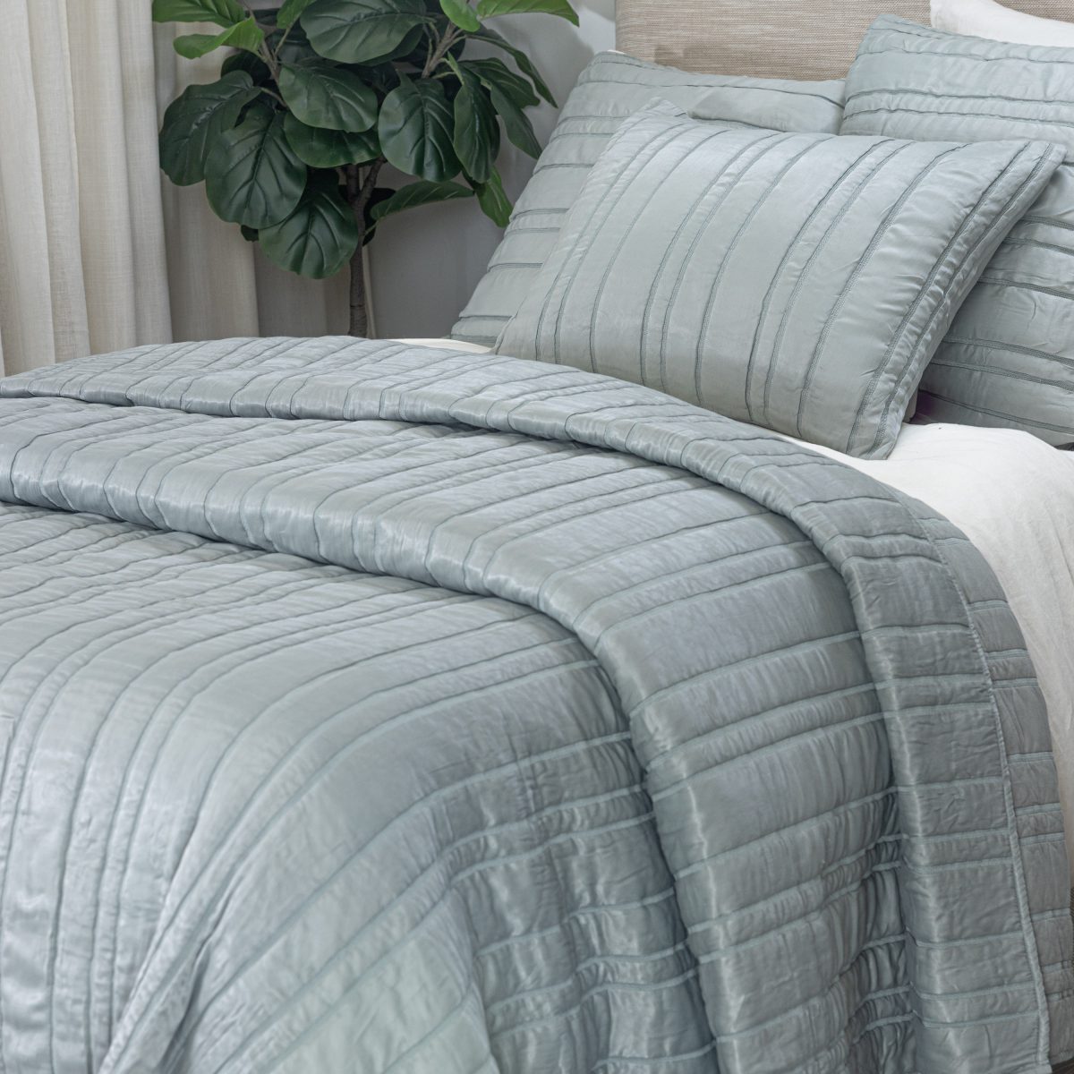 Amity home emery quilt in stone   horizontal channel stitching