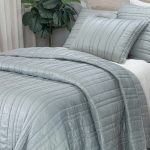 Amity home emery quilt in stone   horizontal channel stitching
