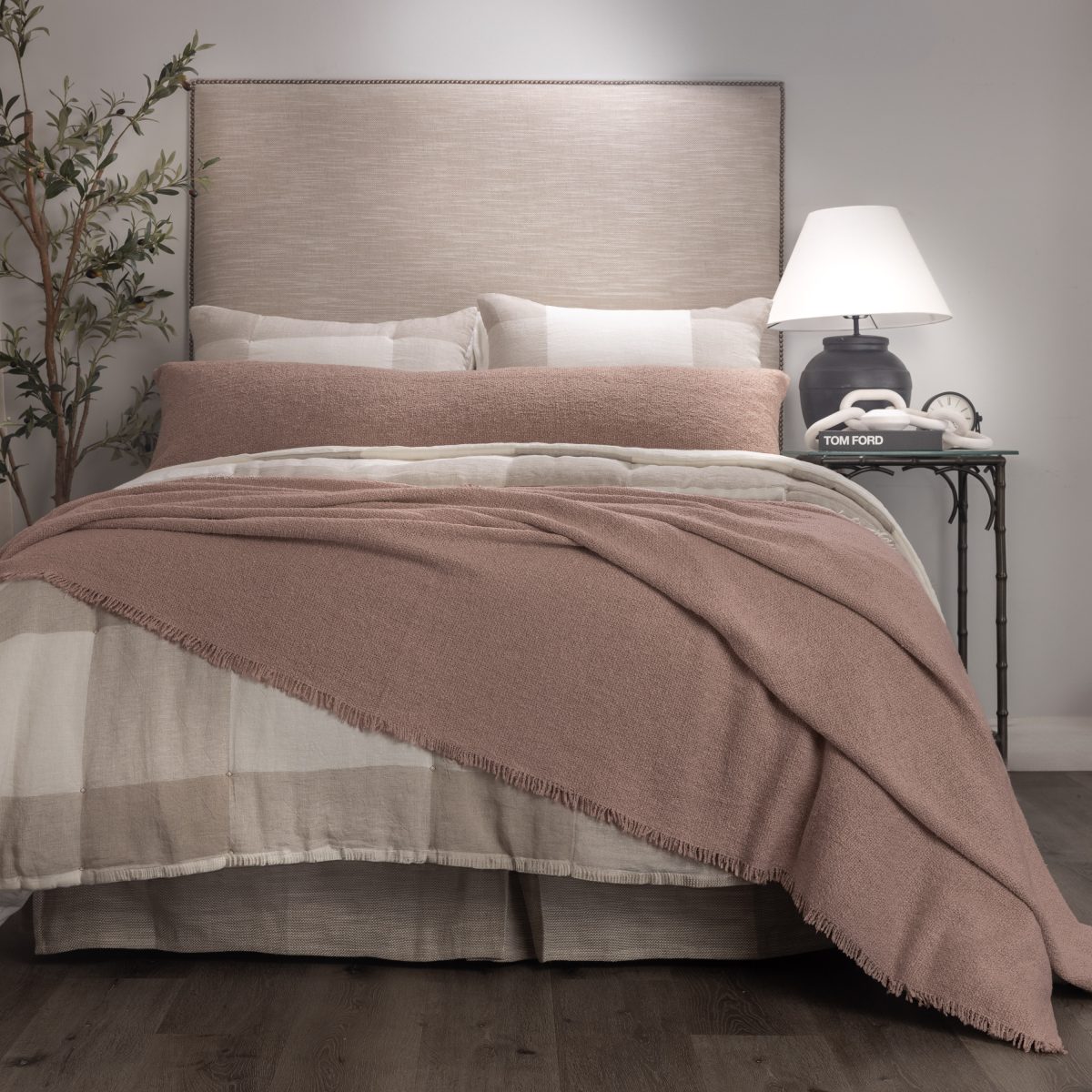 Amity home andrea coverlet in rose gold   textured weave