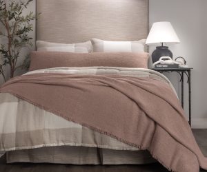 Amity home andrea coverlet in rose gold   textured weave