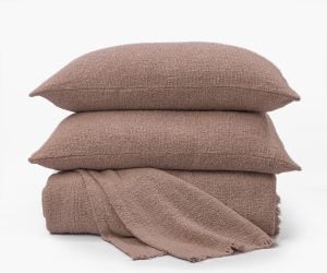 Amity home andrea coverlet in rose gold   soft bouclé knit texture