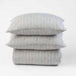 Amity home mallory quilt in mineral blue striped   channel quilted