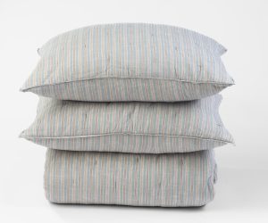 Amity home mallory quilt in mineral blue striped   channel quilted