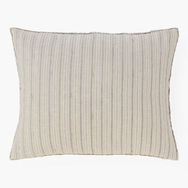 Amity Home Mallory Sham, Mushroom Dutch Euro - Vertical Stripe Pattern