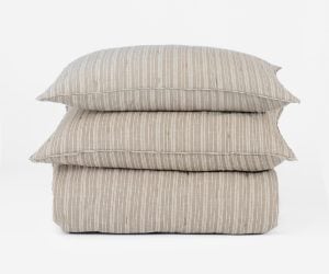 Amity home mallory quilt in mushroom   vertical striped pattern