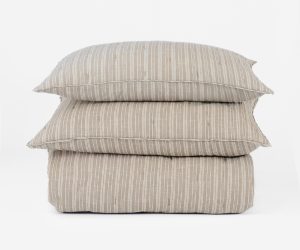 Amity home mallory quilt in mushroom   vertical striped pattern