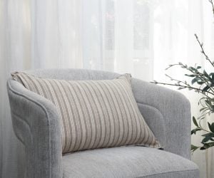 Amity home mallory lumbar pillow in mushroom   striped pattern