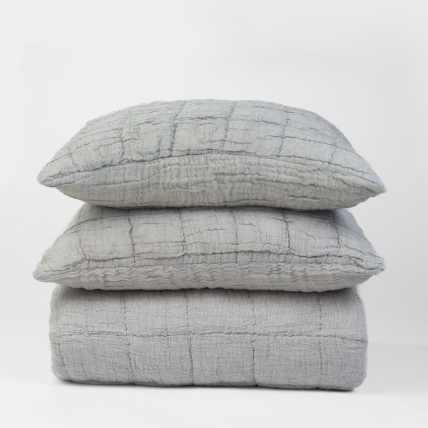 Amity Home Johnston Quilt in Mineral - Crinkled Gauze Texture