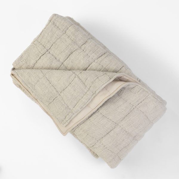 Amity home johnston quilt in wheat   crinkled square quilted texture