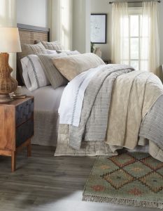 Amity home johnston quilt in wheat   subtle botanical quilted pattern