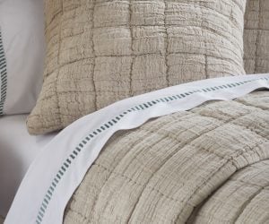 Amity home johnston quilt in wheat   crinkled texture