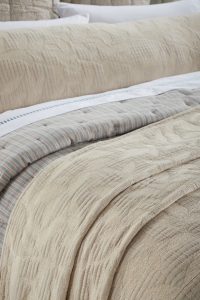 Amity home virginia coverlet in taupe   textured quilted pattern
