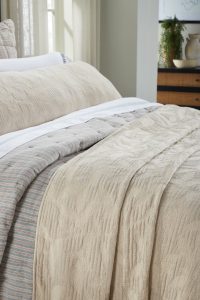 Amity home virginia coverlet in taupe   textured woven pattern