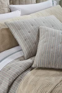 Amity home johnston  mallory collection in blue stripe   quilted tacked design