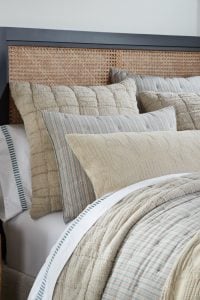 Amity home johnston  mallory collection in coastal tones   crinkled linen bedding