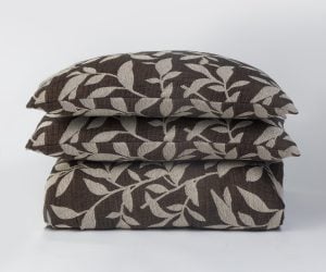 Amity home virginia coverlet in bronze   woven leaf pattern