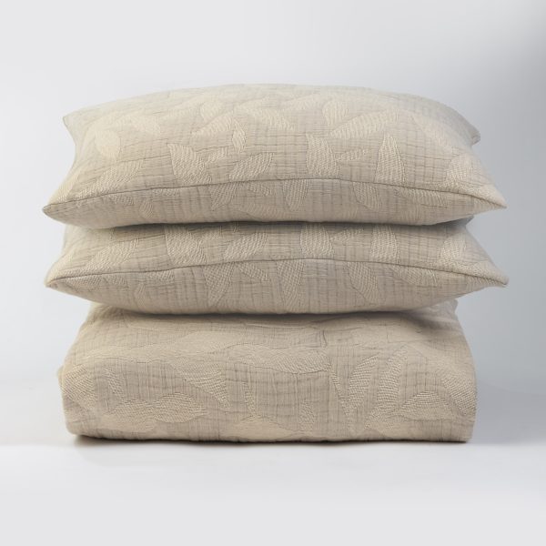 Amity Home Virginia Coverlet in Taupe - Elegant Leaf Quilted Design