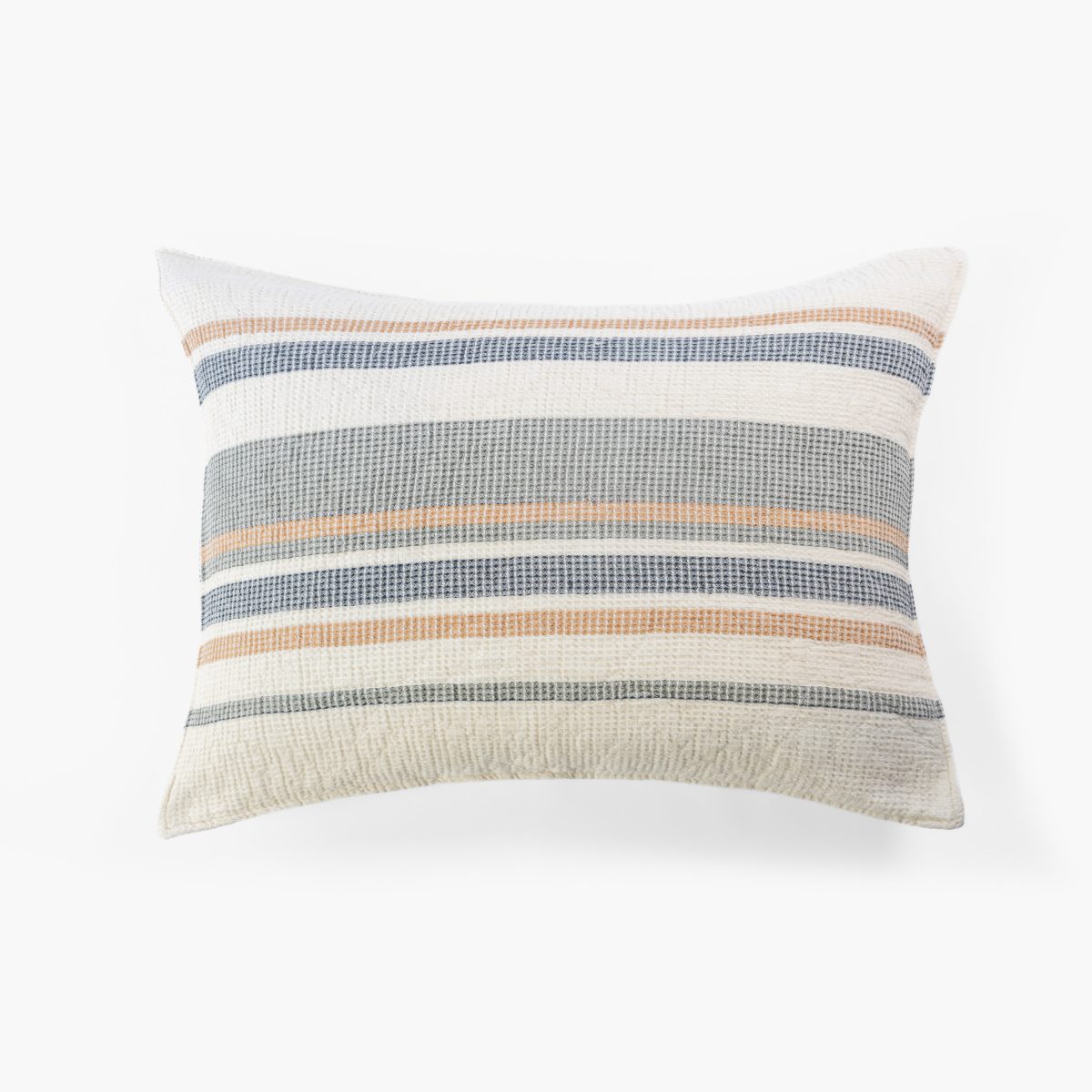 Amity home brubeck pillow in cream multi stripe   waffle weave texture