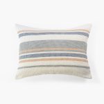 Amity home brubeck pillow in cream multi stripe   waffle weave texture