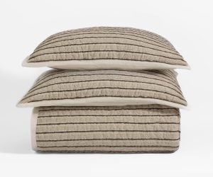 Amity home bonita quilt in tobacco   textured stripe design