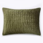 Amity home aurora sham in cypress   crinkled quilted velvet texture