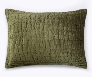 Amity home aurora sham in cypress   crinkled quilted velvet texture