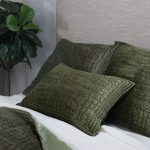 Amity home aurora quilt in cypress   crinkled velvet quilted