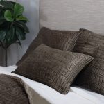 Amity home aurora quilt in tobacco   diamond quilted velvet texture