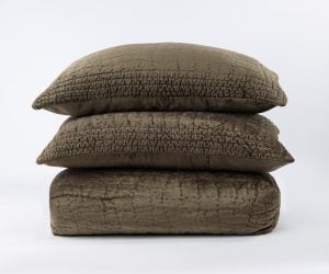 Amity home aurora quilt in tobacco   smocked texture