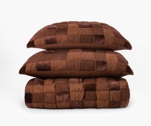 Amity home kai quilt in copper   patchwork design