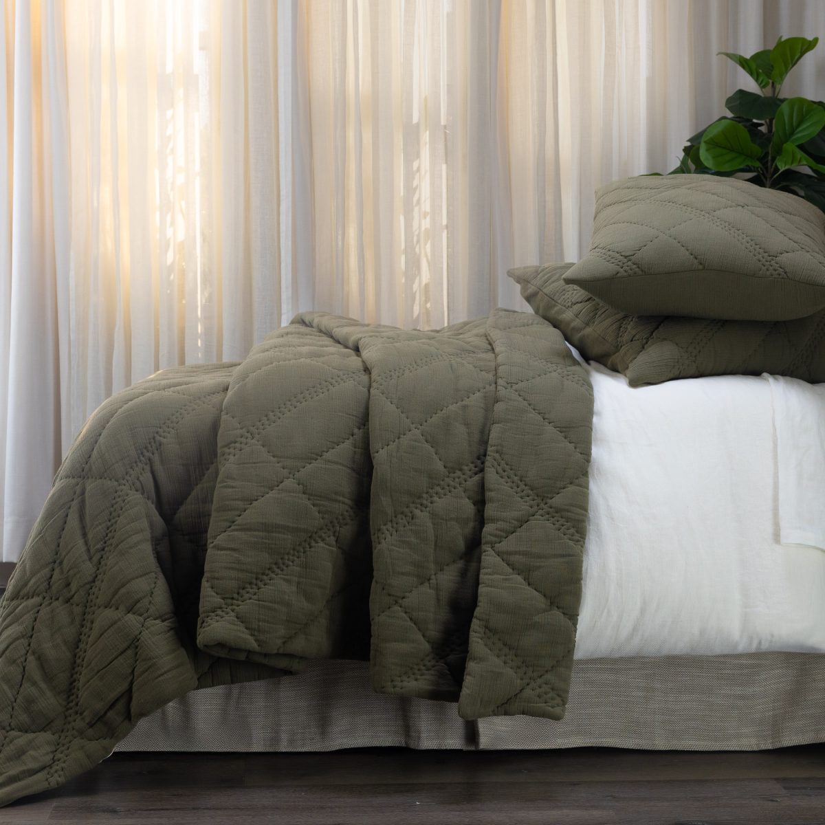 Amity home bleeker quilt in laurel   diamond quilted texture