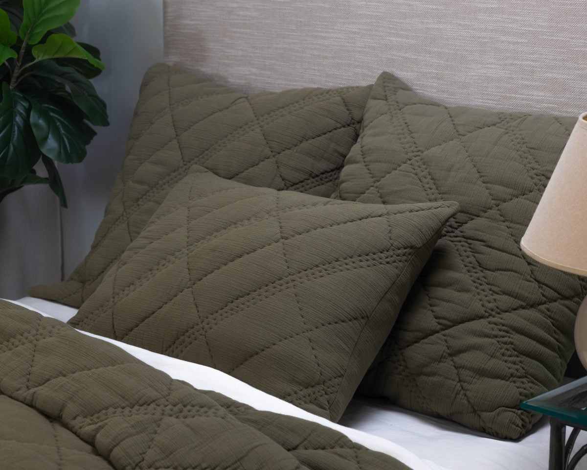 Amity home bleeker quilt in laurel   textured diamond stitch