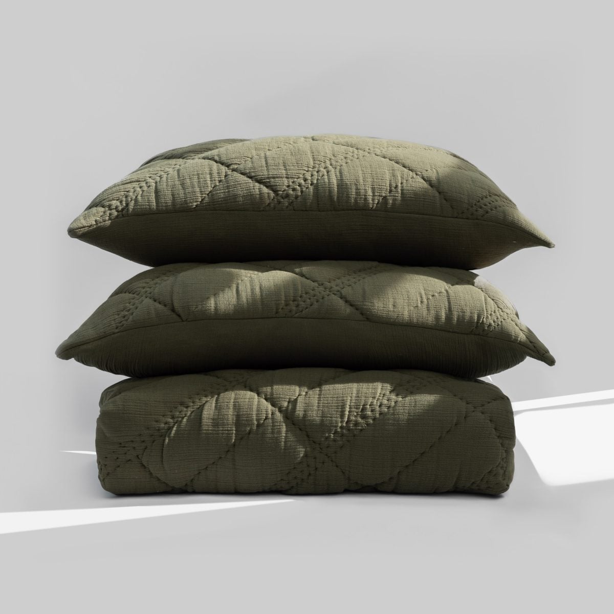 Amity home bleeker quilt in laurel   diamond quilted crinkled texture