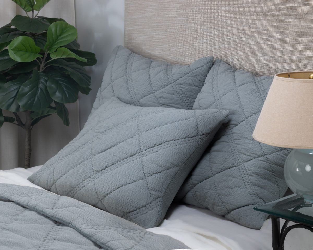 Amity home bleeker quilt in mineral   diamond stitched texture