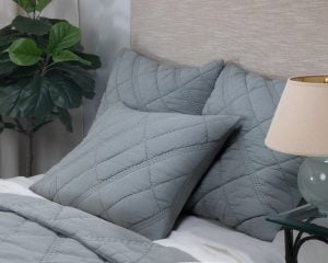 Amity home bleeker quilt in mineral   diamond stitched texture