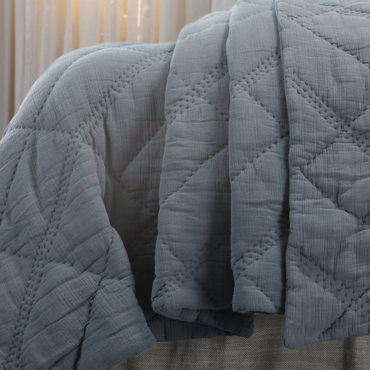 Amity home bleeker quilt in mineral   diamond stitched