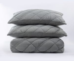 Amity home bleeker quilt in mineral   diamond quilted texture